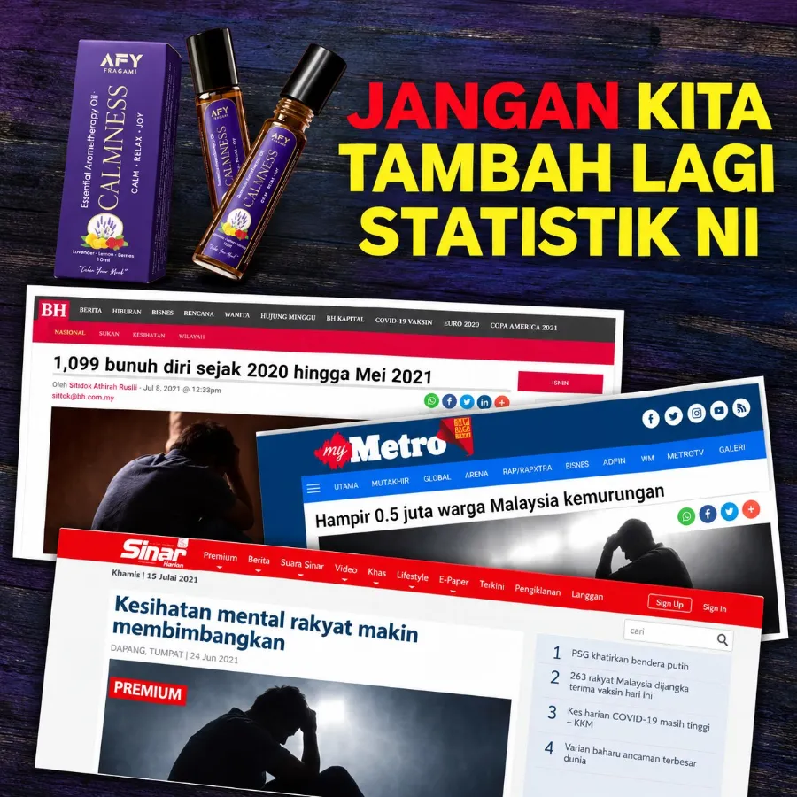 Keratan akhbar statistik kesihatan mental Malaysia