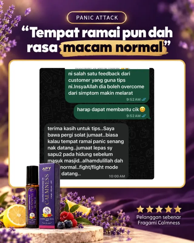 Testimoni pelanggan Fragami Calmness